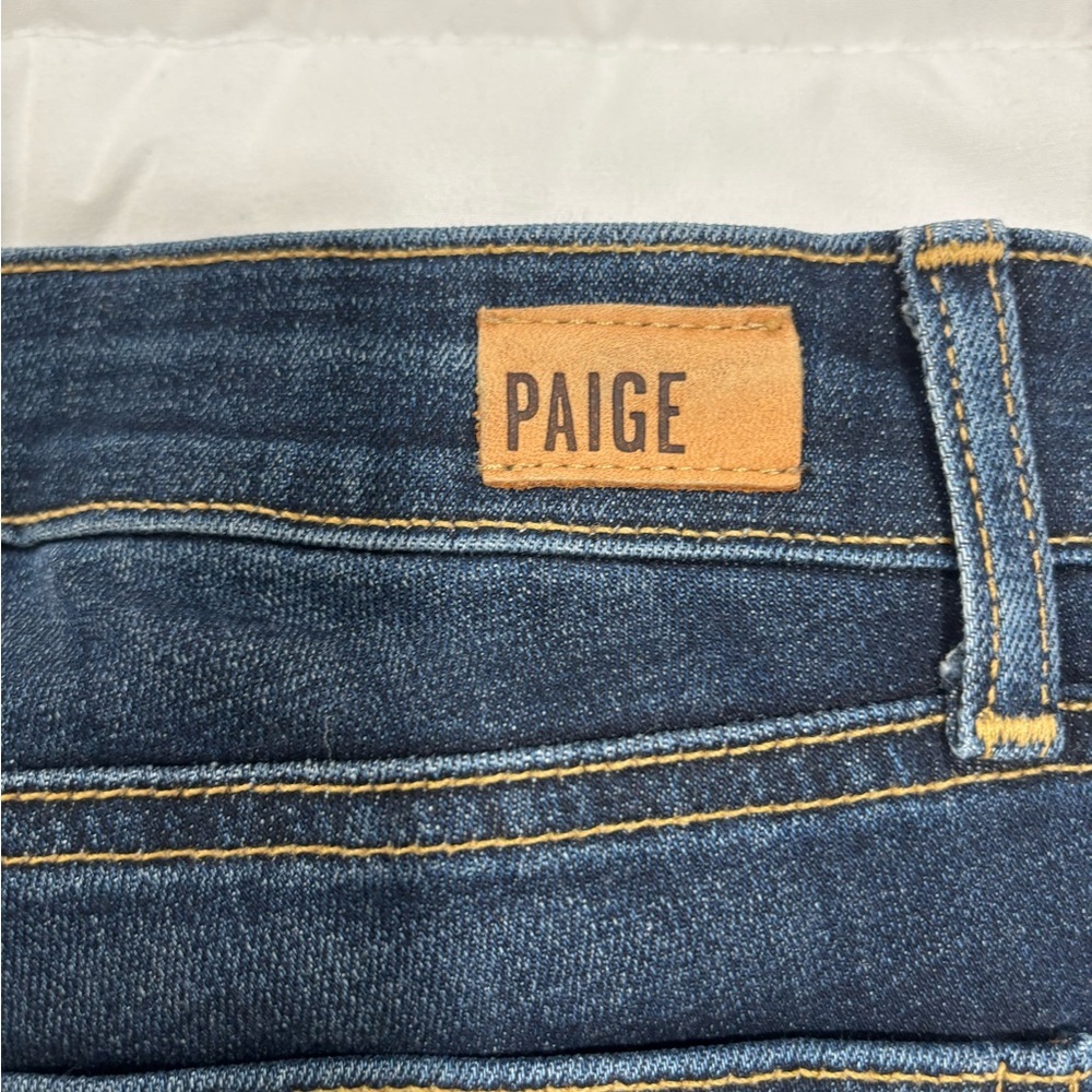 Paige Skyline Ankle Peg Stretch Denim Jeans 24 Dark Wash Mid Rise - Picture 11 of 13
